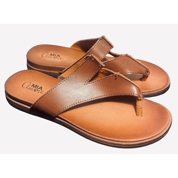 MIA Shoes - MIA Leather Cognac Sandals NWOB